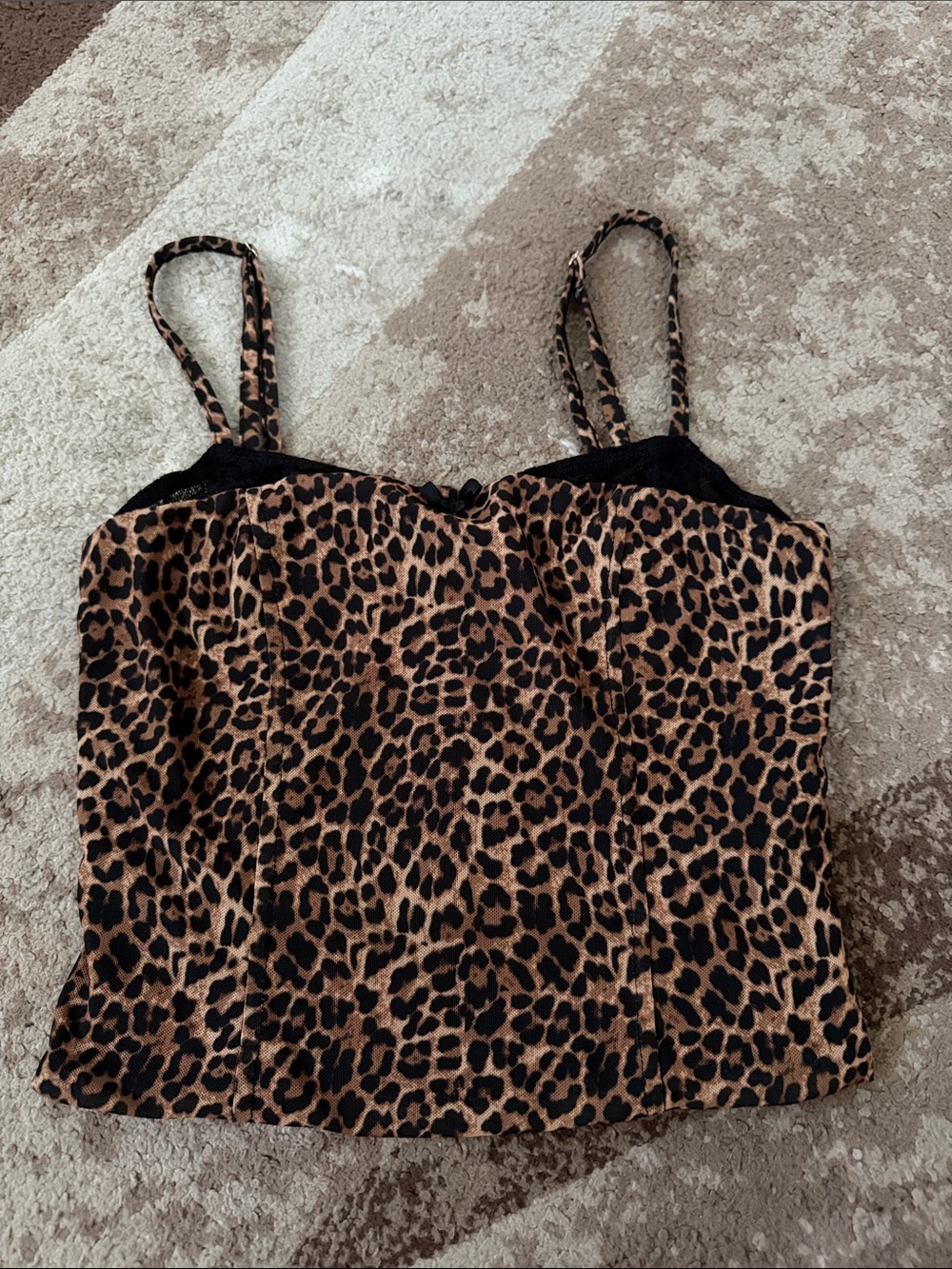 Edikted Leopard Print Cami Top with Black Trim